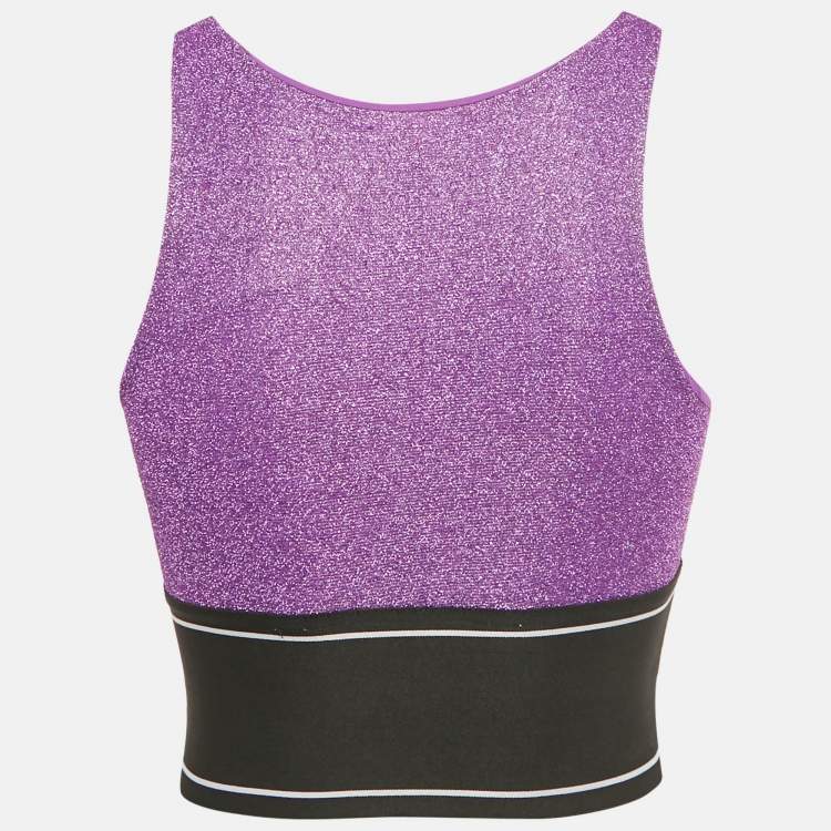 Pre Owned Palm Angels X Missoni Purple Lurex Knit Logo Band Cropped Top S