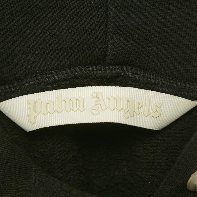 Pre Owned Palm Angels Black Printed Cotton Hoodie L