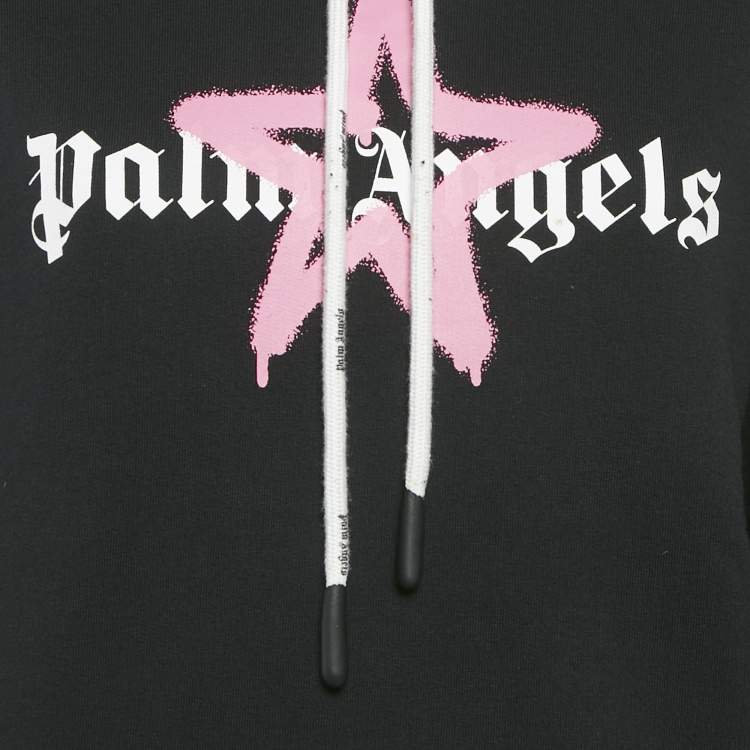 Pre Owned Palm Angels Black Printed Cotton Hoodie L