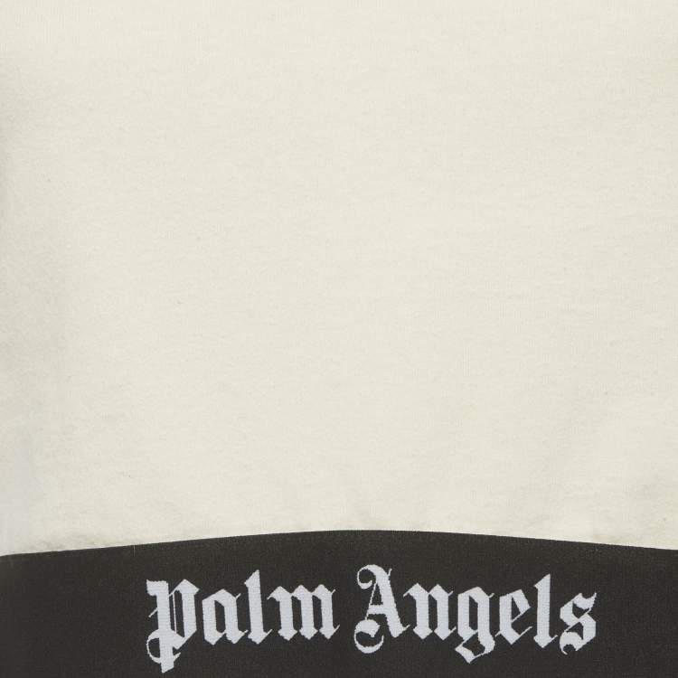 مملوكة مسبقًا Palm Angels Beige Logo Hem Jersey Crop Top S