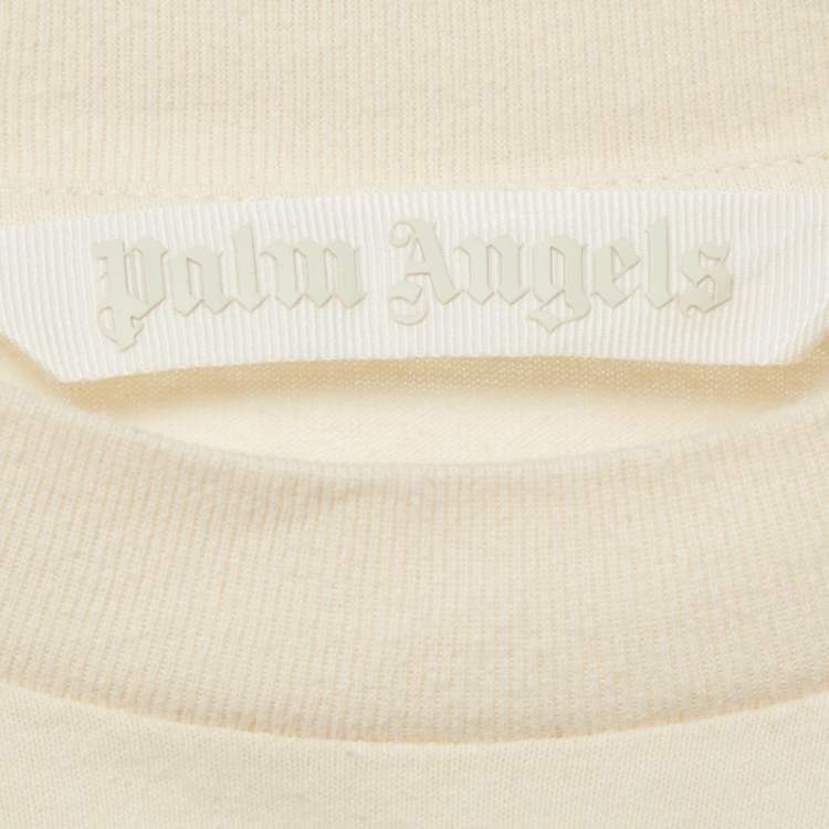 مملوكة مسبقًا Palm Angels Beige Logo Hem Jersey Crop Top S
