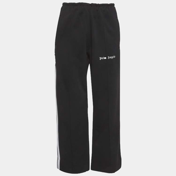 Pre Owned Palm Angels Black Logo Print Jersey Track Pants S