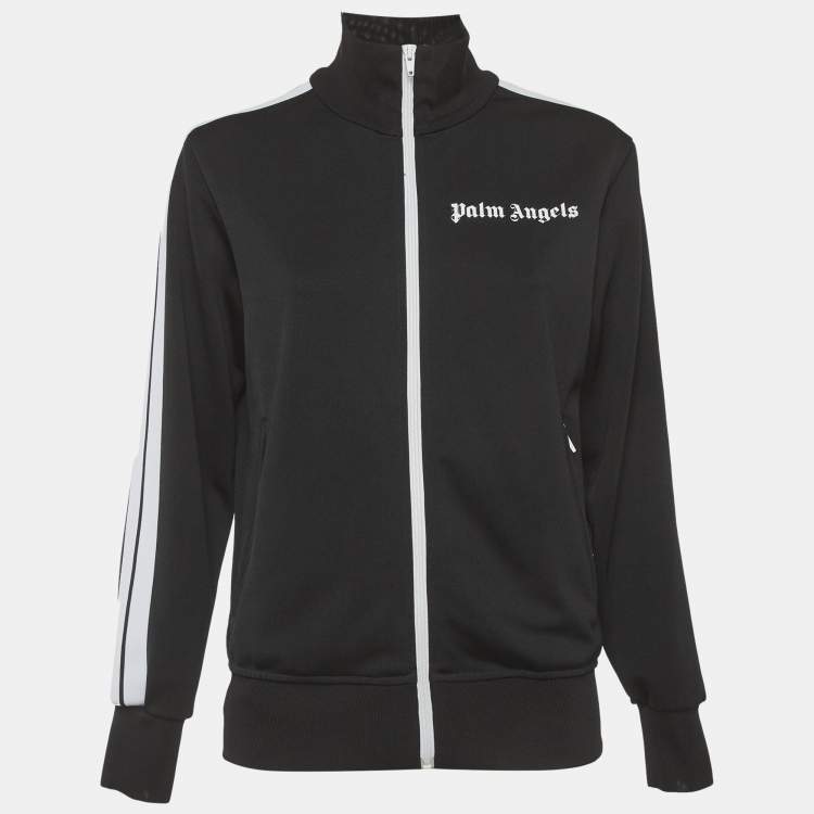 Pre Owned Palm Angels Black Logo Print Jersey Track  Jacket S