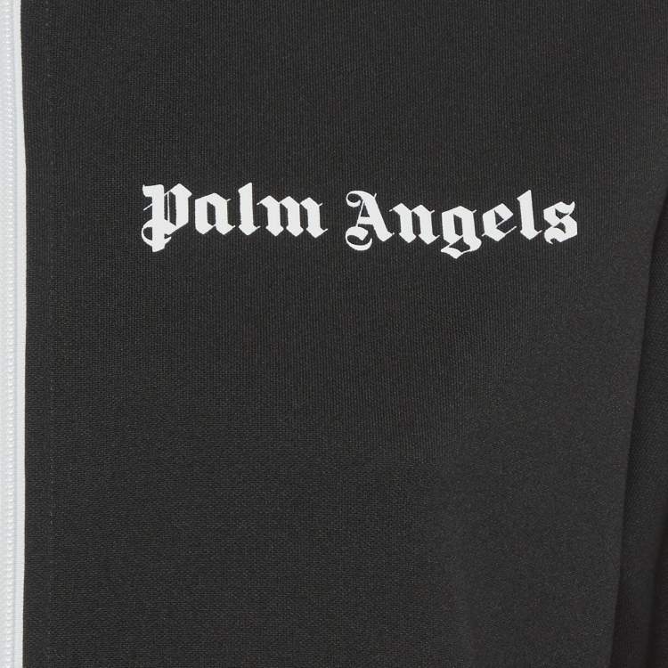 Pre Owned Palm Angels Black Logo Print Jersey Track  Jacket S