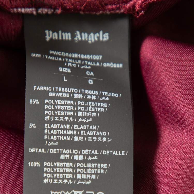 مملوكة مسبقًا Palm Angels Burgundy Logo Printed Jersey Side Strip Detail Track Leggings L