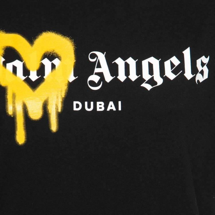 Pre Owned Palm Angels Black Logo Print Cotton T-Shirt XS   