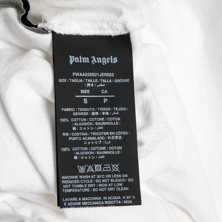مملوكة مسبقًا Palm Angels White Logo Printed Cotton Crewneck T-Shirt S
