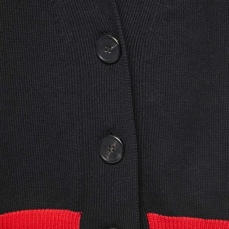 Pre Owned Palm Angels Black Wool Logo Cardigan M