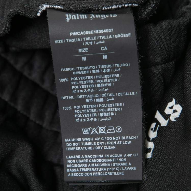 Pre Owned Palm Angels Black Synthetic Side Stripe Detail Wide-Leg Track Pants M