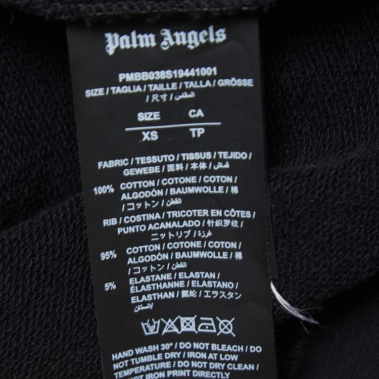Pre Owned Palm Angels Black Logo Print Cotton Knit Hooded Jacket XS