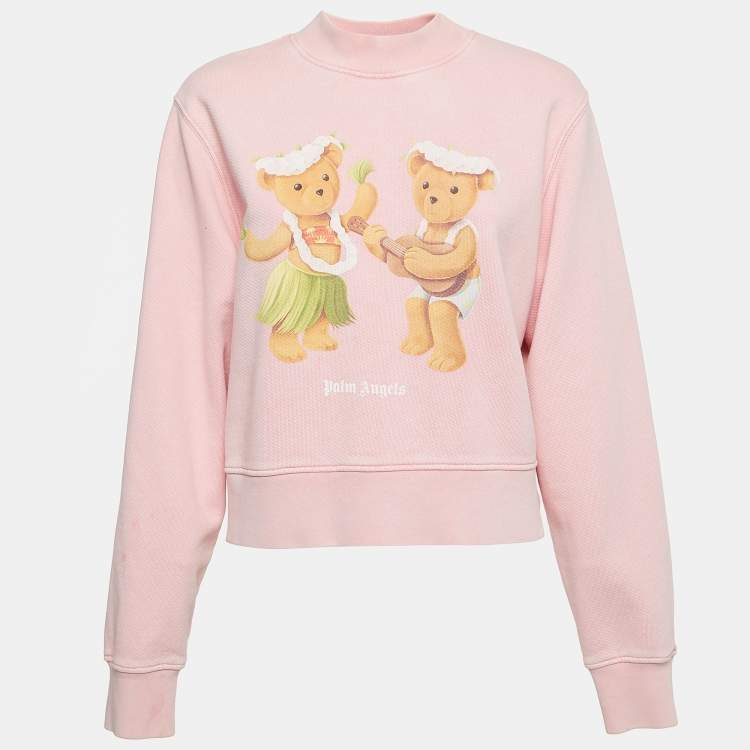 Pre Owned Palm Angels Pink Teddy Bear Print Cotton Crew Neck Sweatshirt M