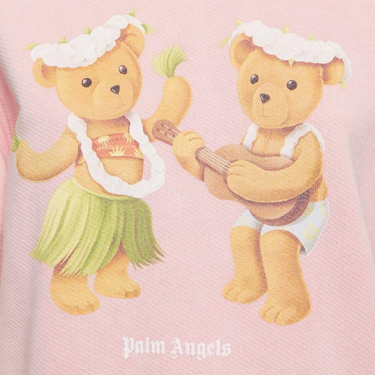 Pre Owned Palm Angels Pink Teddy Bear Print Cotton Crew Neck Sweatshirt M