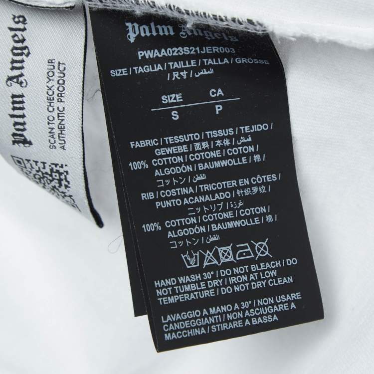 Pre Owned Palm Angels White Logo Print Cotton Crew Neck  Oversized T-Shirt S