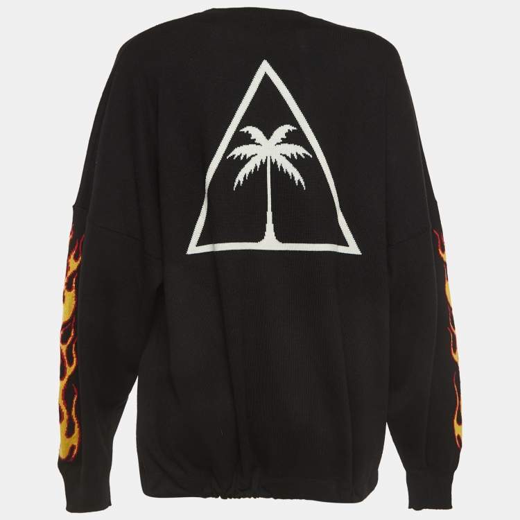 Pre Owned Palm Angels Black Wool Knit Round Neck Sweater S