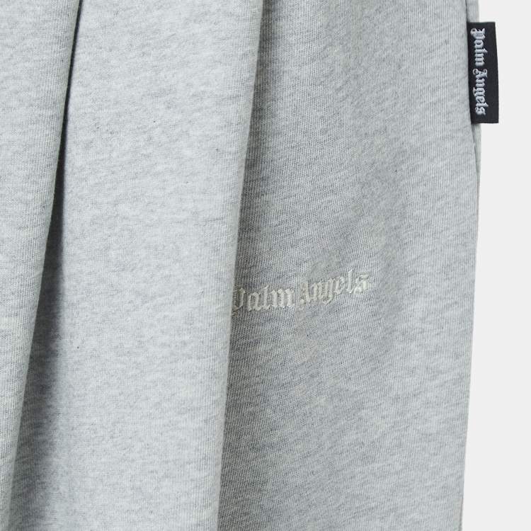 Pre Owned Palm Angels Grey Cotton Wide Leg Drawstring Pants L