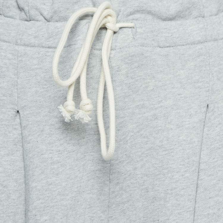 Pre Owned Palm Angels Grey Cotton Wide Leg Drawstring Pants L