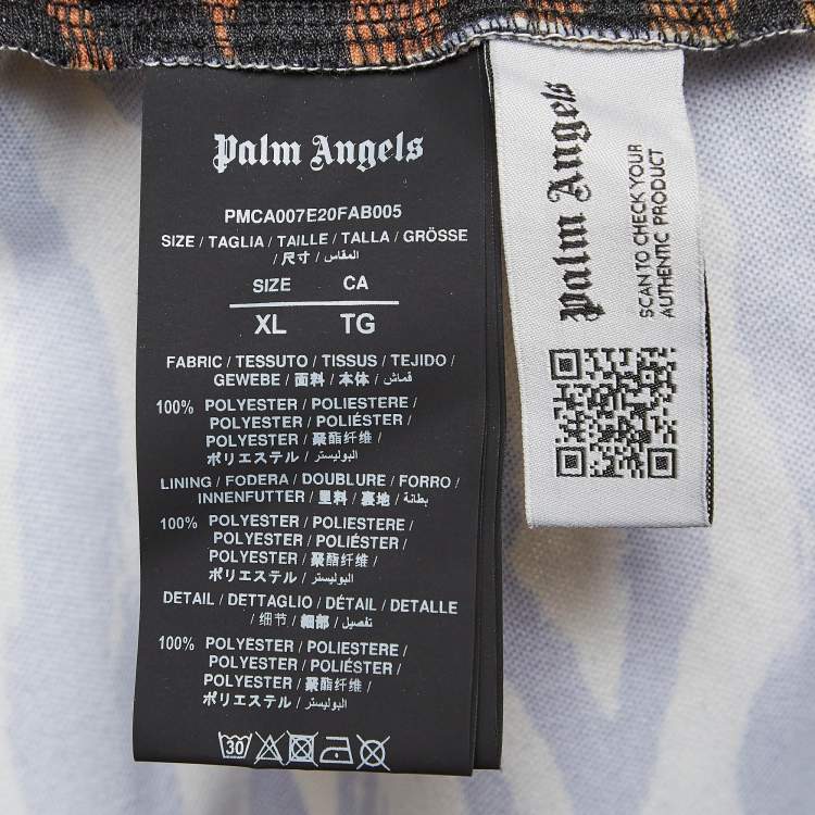 Pre Owned Palm Angels Orange Tiger Print Knit Side Stripe Detail Track Pants XL