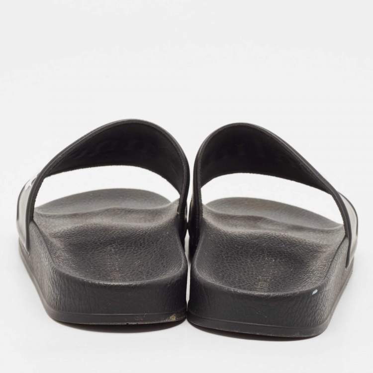 Pre Owned Palm Angels Black Leather Flat Slides Size 37