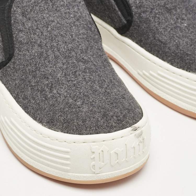 Pre Owned Palm Angels Grey Wood Slip On Sneakers Size 39
