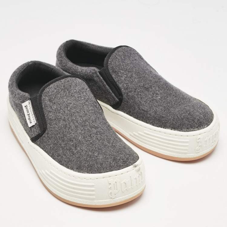 Pre Owned Palm Angels Grey Wood Slip On Sneakers Size 39