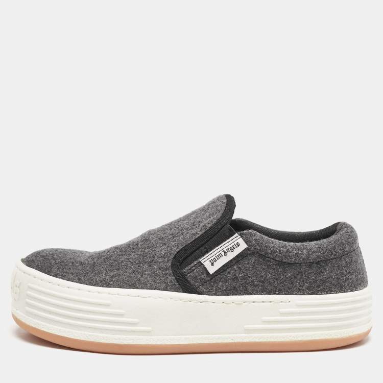 Pre Owned Palm Angels Grey Wood Slip On Sneakers Size 39