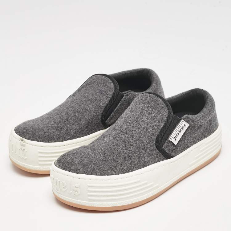 Pre Owned Palm Angels Grey Wood Slip On Sneakers Size 39