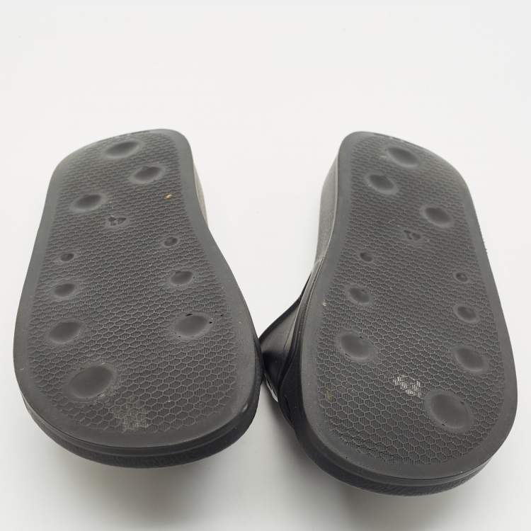 Pre Owned Palm Angels Black Leather Flat Slides Size 41