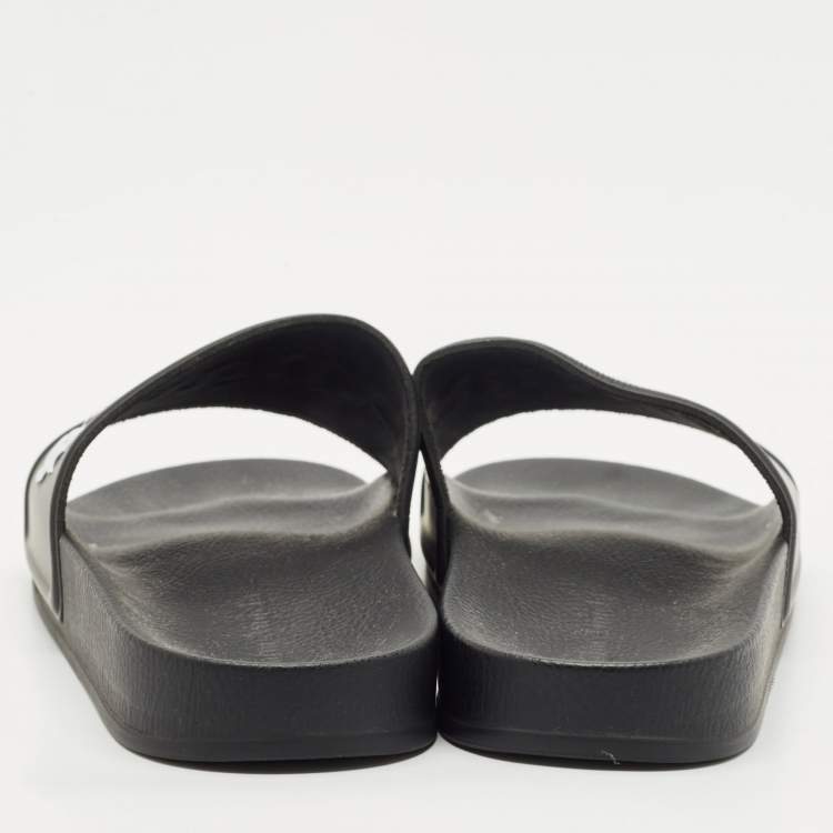 Pre Owned Palm Angels Black Leather Flat Slides Size 41