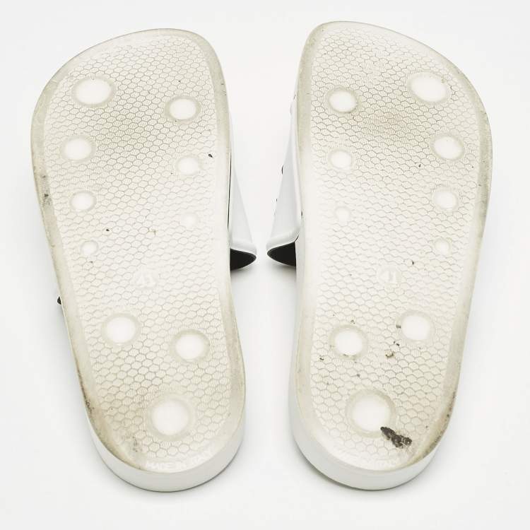 Pre Owned Palm Angels White Leather Slide Sandals Size 41