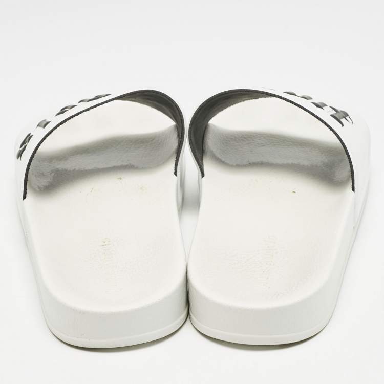 Pre Owned Palm Angels White Leather Slide Sandals Size 41