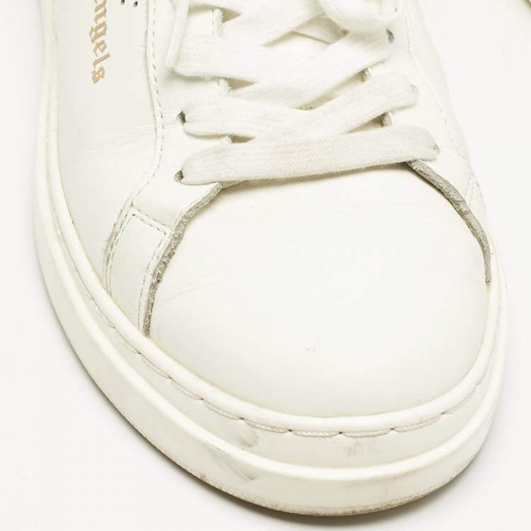 Pre Owned Palm Angels White Leather Two Low Top Sneakers Size 39