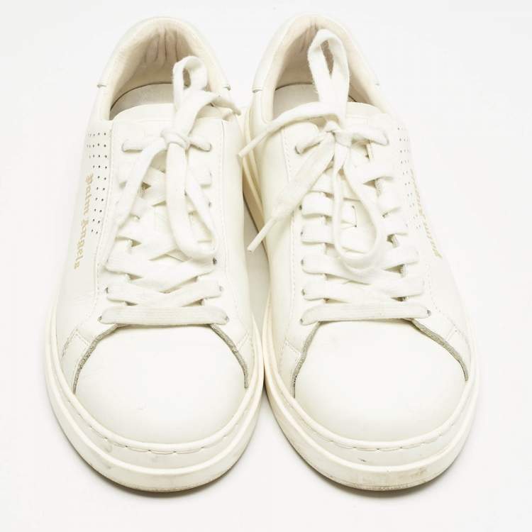 Pre Owned Palm Angels White Leather Two Low Top Sneakers Size 39