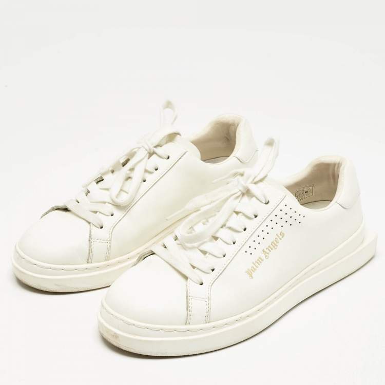 Pre Owned Palm Angels White Leather Two Low Top Sneakers Size 39