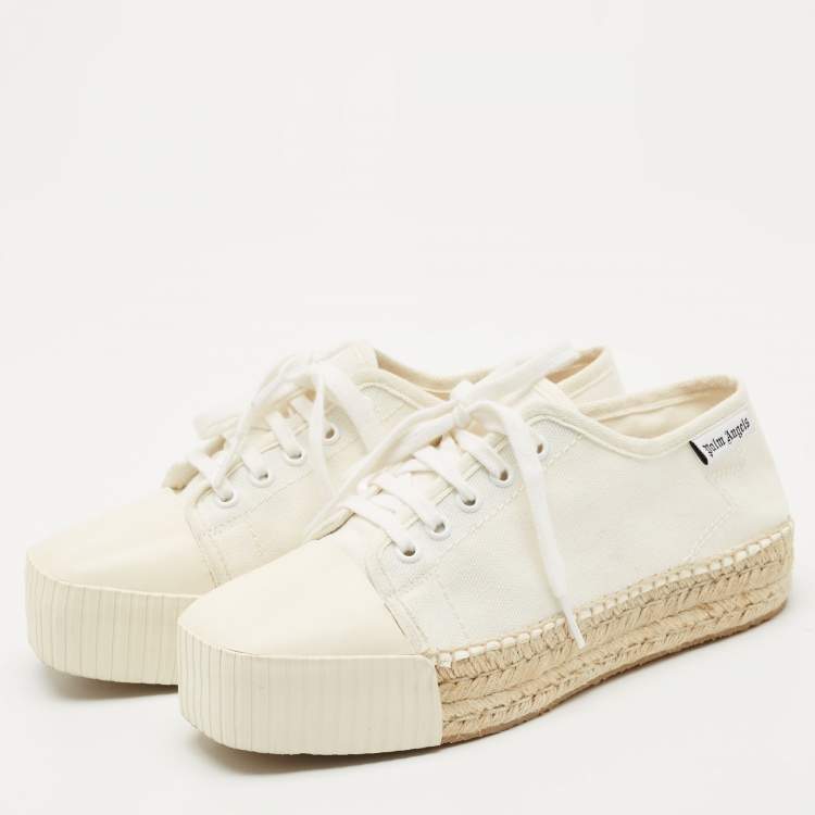 Pre Owned Palm Angels Off White Canvas Espadrille Sneakers Size 38