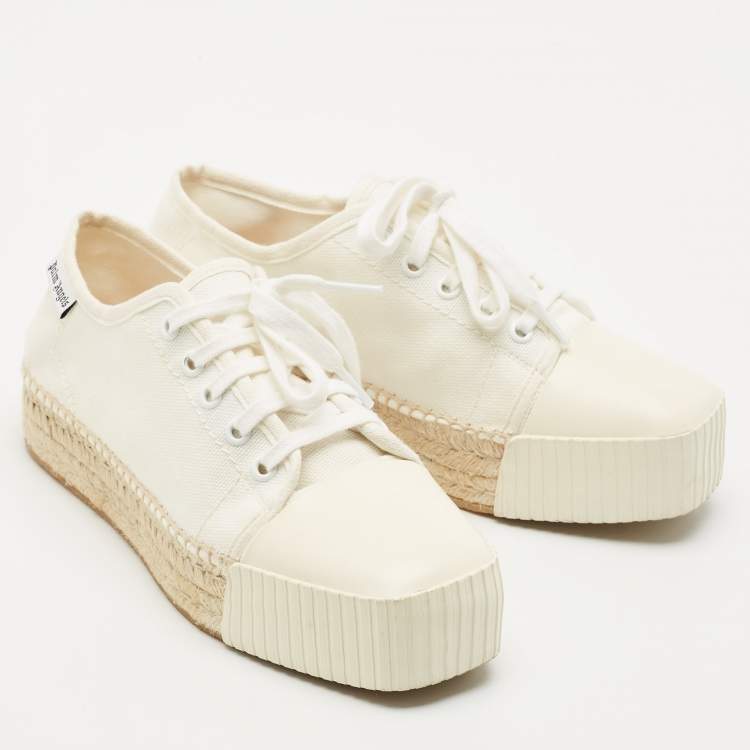 Pre Owned Palm Angels Off White Canvas Espadrille Sneakers Size 38