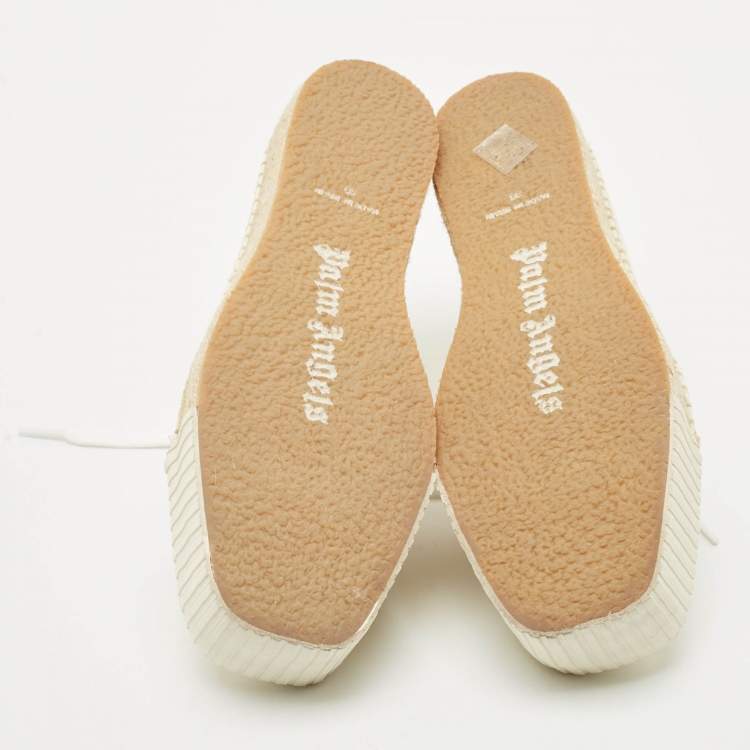 Pre Owned Palm Angels Off White Canvas Espadrille Sneakers Size 38