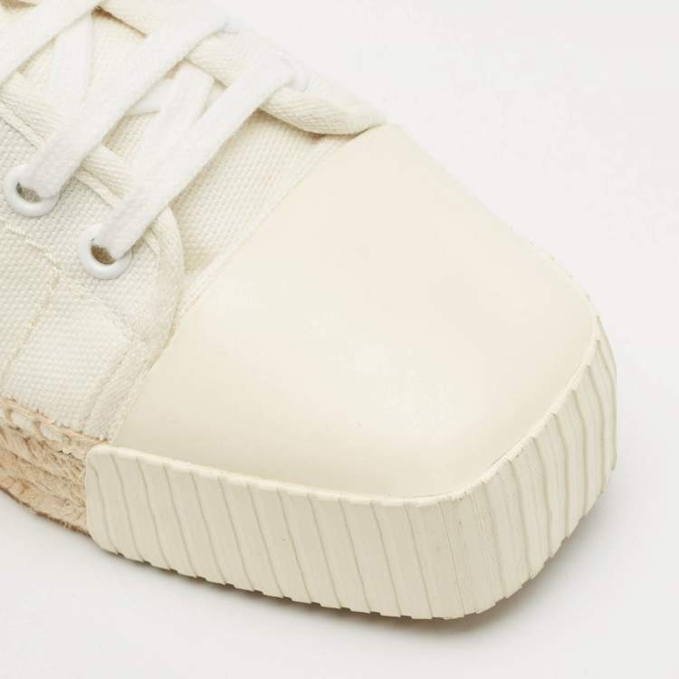 Pre Owned Palm Angels Off White Canvas Espadrille Sneakers Size 38