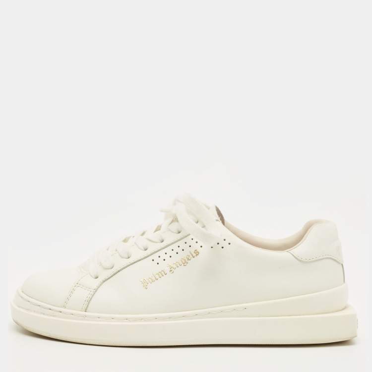 Pre Owned Palm Angels Size 38 White Leather Lace Up Sneakers