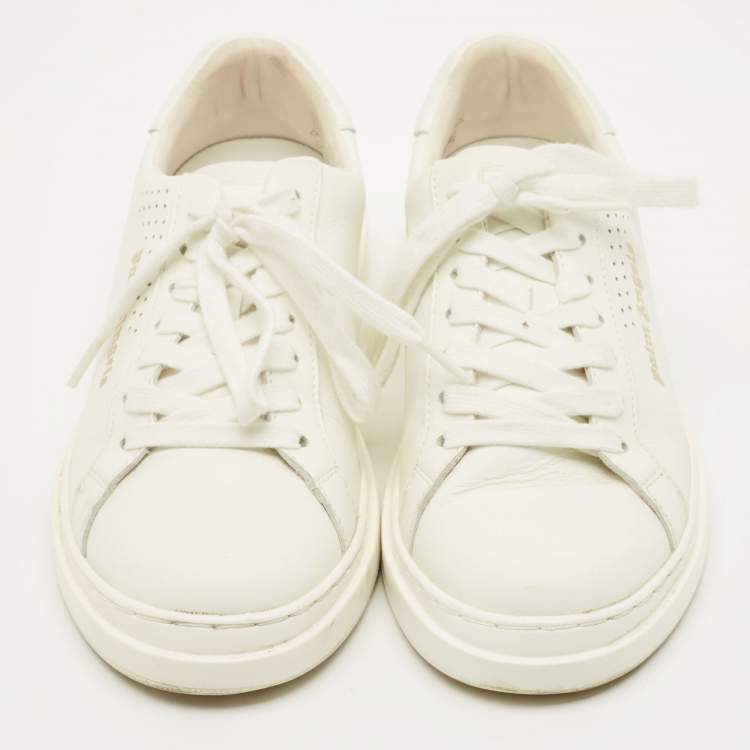 Pre Owned Palm Angels Size 38 White Leather Lace Up Sneakers