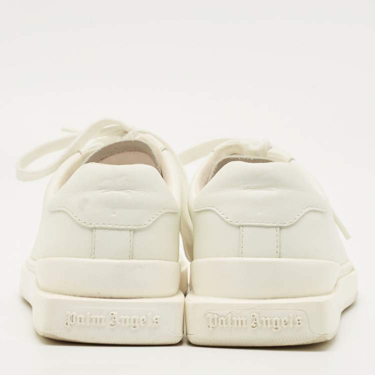 Pre Owned Palm Angels Size 38 White Leather Lace Up Sneakers