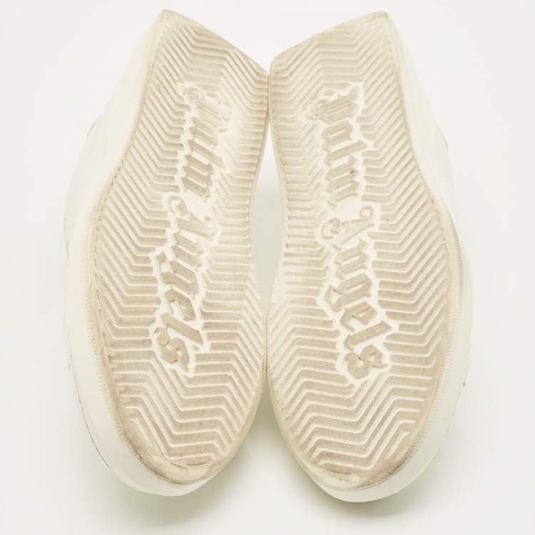 Pre Owned Palm Angels Size 38 White Leather Lace Up Sneakers