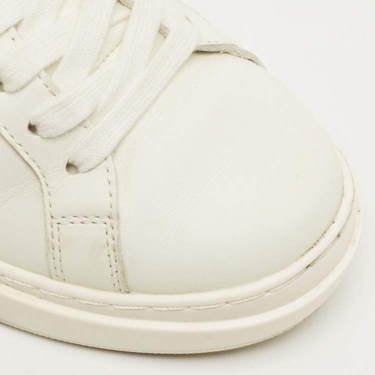 Pre Owned Palm Angels Size 38 White Leather Lace Up Sneakers