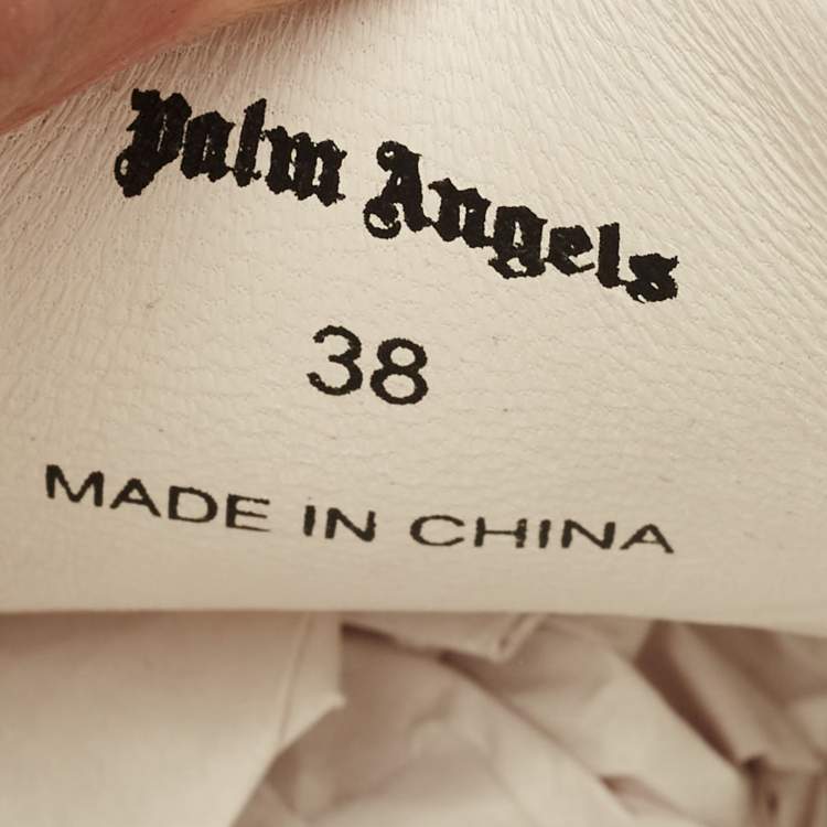 Pre Owned Palm Angels Size 38 White Leather Lace Up Sneakers