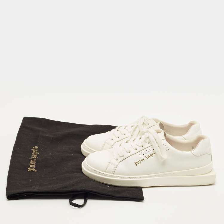 Pre Owned Palm Angels Size 38 White Leather Lace Up Sneakers