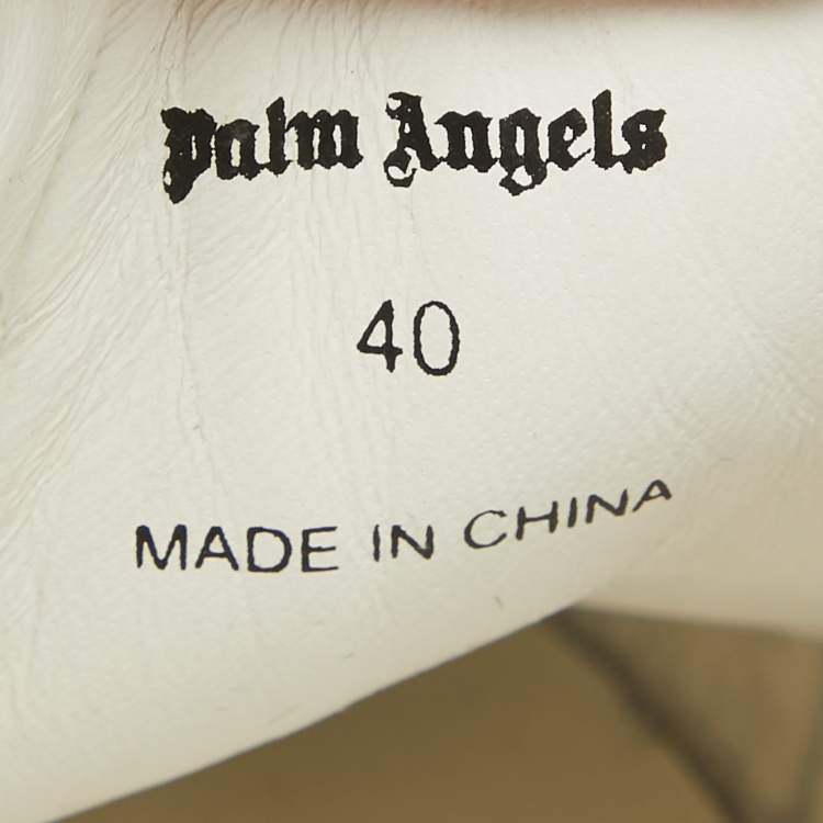 Pre Owned Palm Angels White Leather Teddy Bear Tennis Sneakers Size 40