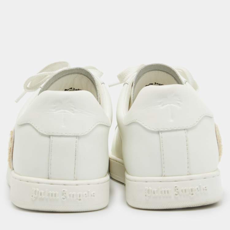 Pre Owned Palm Angels White Leather Teddy Bear Tennis Sneakers Size 40
