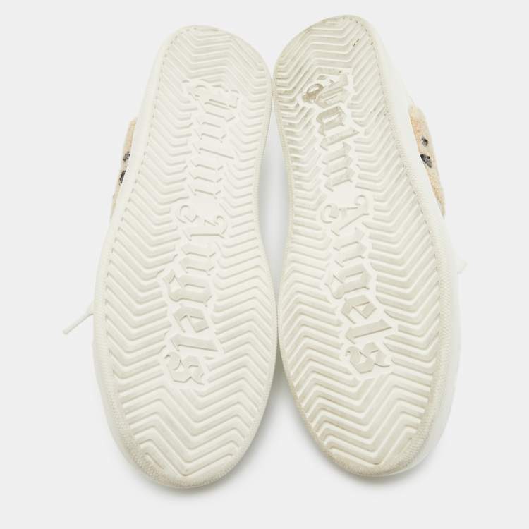 Pre Owned Palm Angels White Leather Teddy Bear Tennis Sneakers Size 40