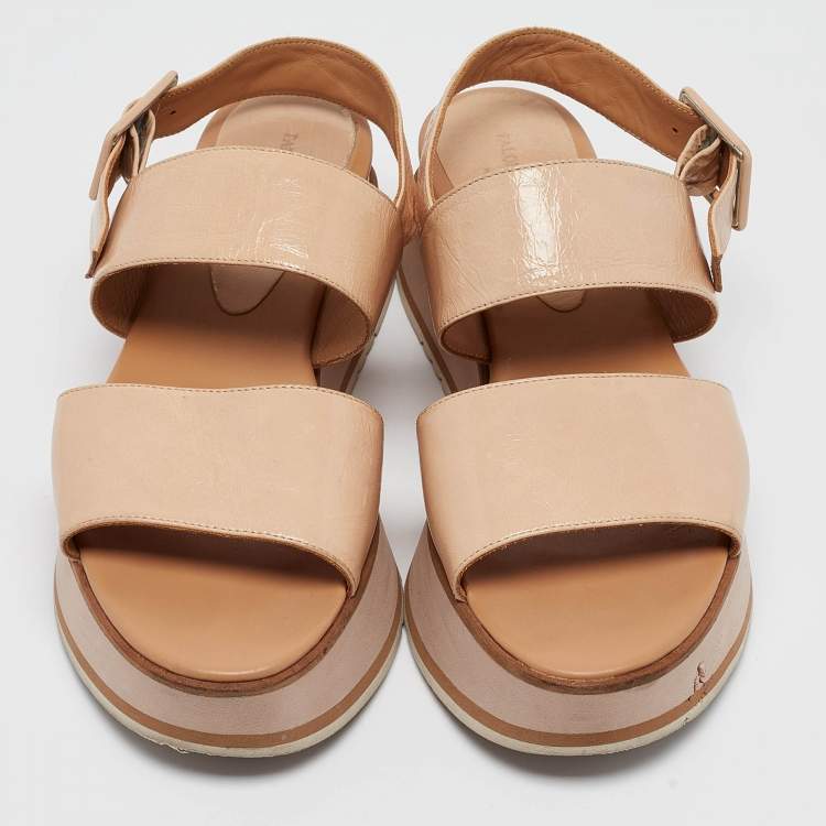 Pre Owned Paloma Barceló Beige Leather Platform Sandals Size 41