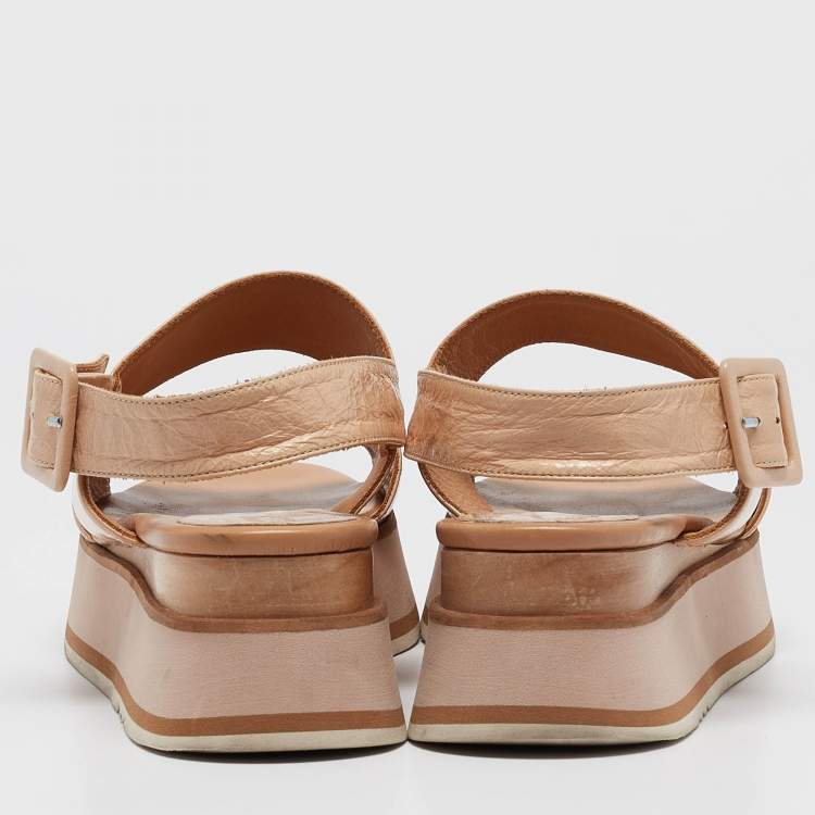 Pre Owned Paloma Barceló Beige Leather Platform Sandals Size 41