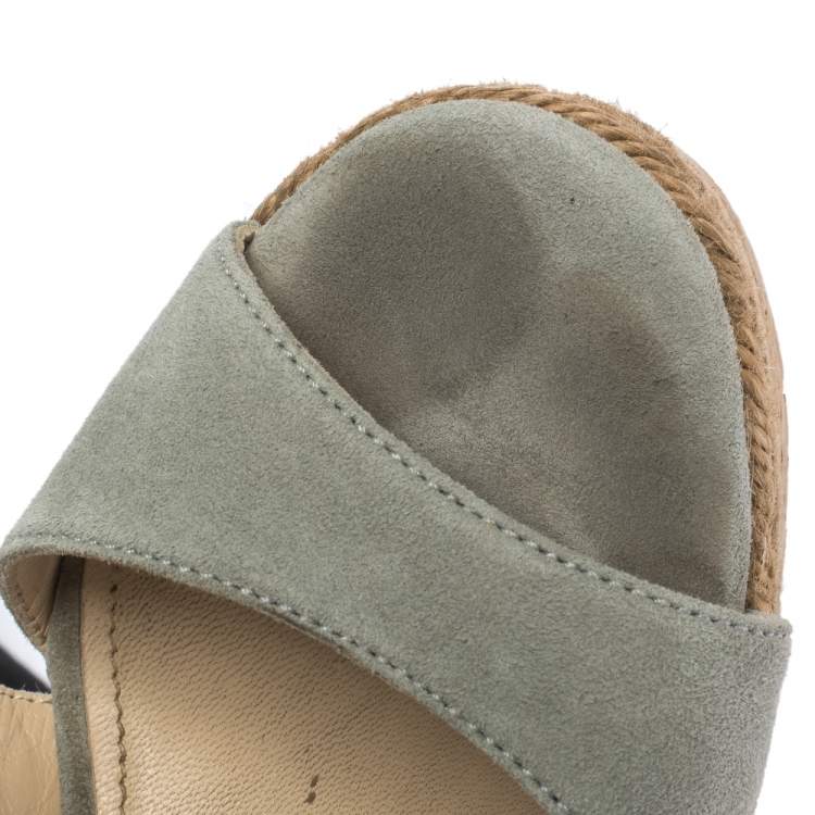 Pre Owned Paloma Barceló Light Grey Suede Mafafa Wedge Platform Sandals Size 36.5
